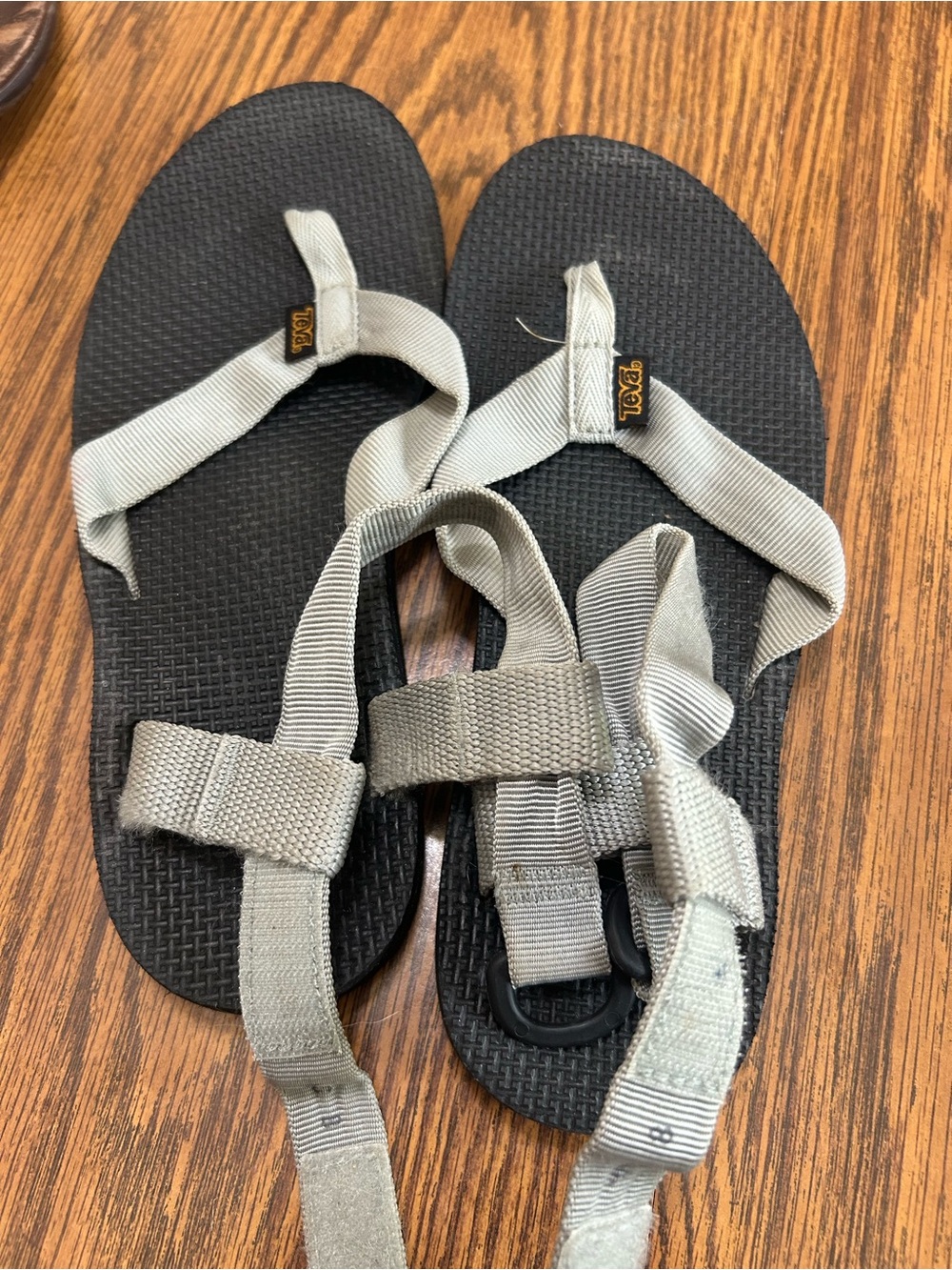 Teva Black Footbed Grey Strap Adjustable Sandals